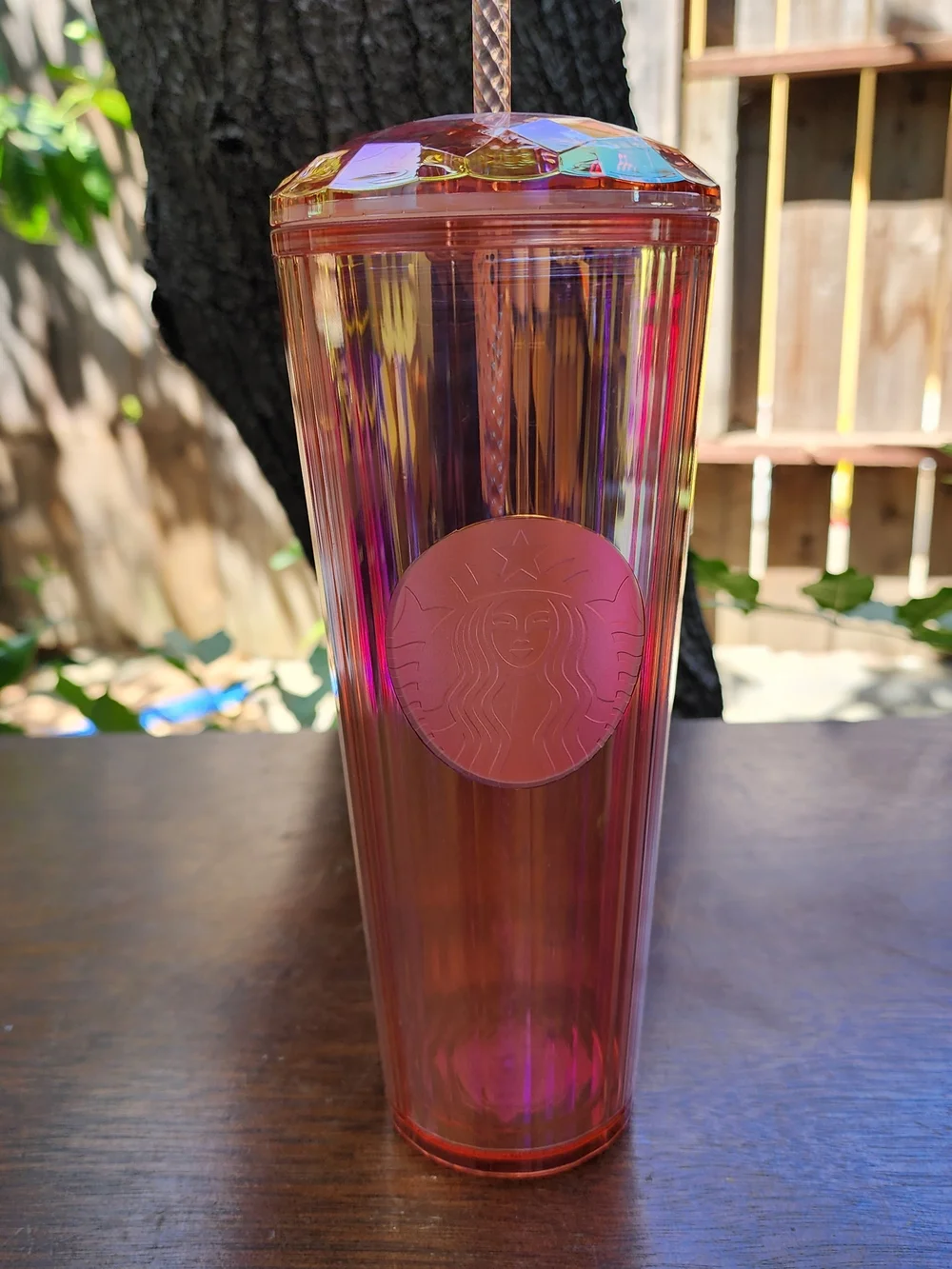 NWT Starbucks Summer 2021 Peach Pearl Kaleidoscope Dome Tumbler Venti 24oz